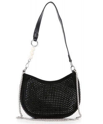 Rhinestone Accented Petite Shoulder Bag BCA-0018 BLACK